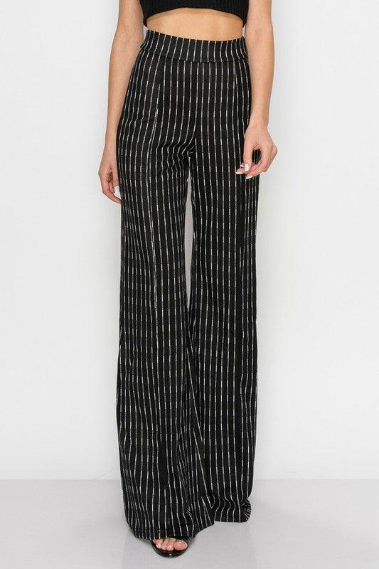 High waisted pin stripe wide leg pants - RK Collections Boutique