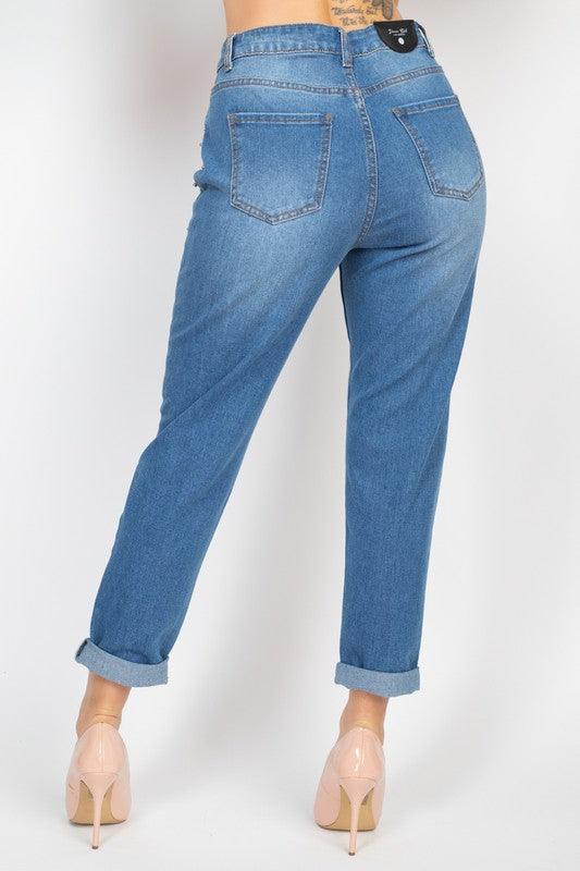 Rhinestones Denim Mom Jeans