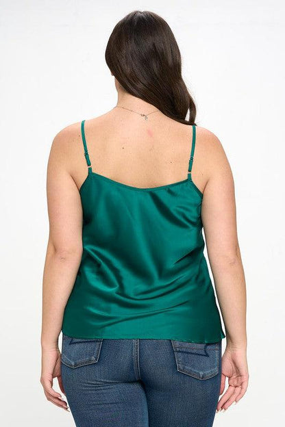 PLUS stretch satin v neck cami top - RK Collections Boutique