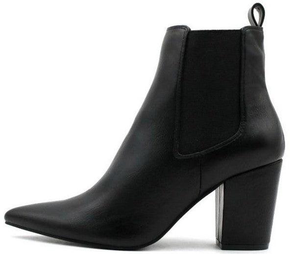 pointy toe chunky heel bootie - RK Collections Boutique