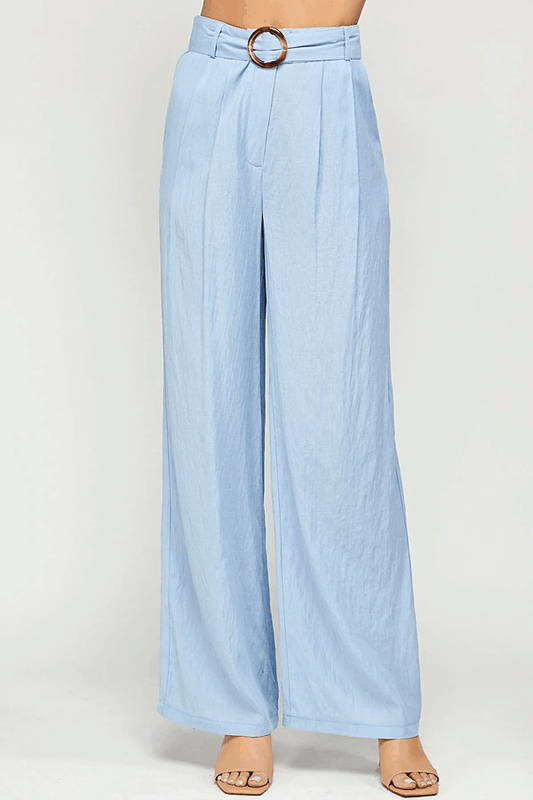 Palazzo Pants with Buckle on Belt - tarpiniangroup