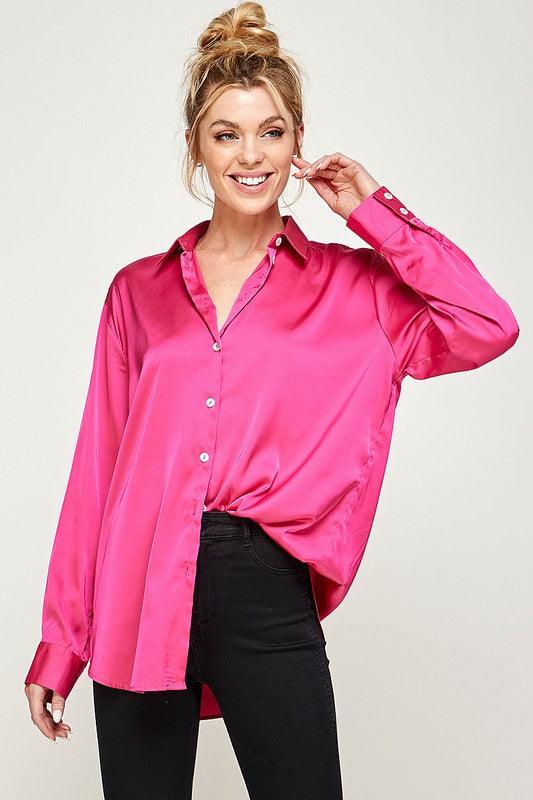 Satin button down shirt - RK Collections Boutique