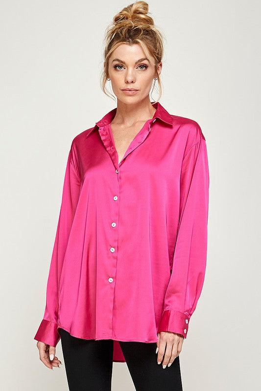 Satin button down shirt - RK Collections Boutique