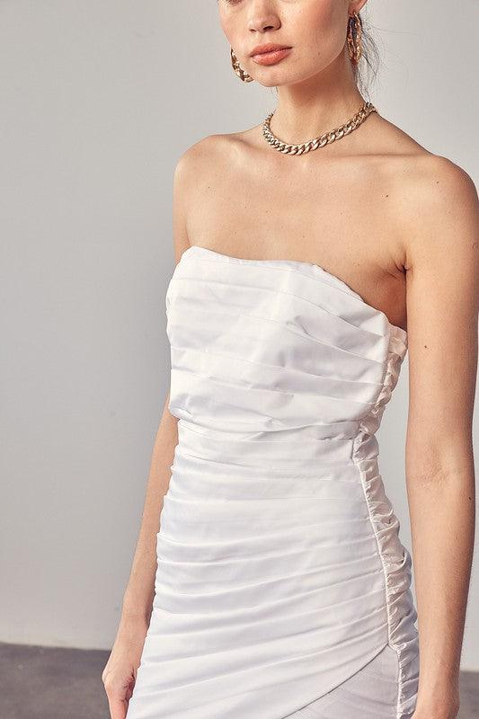 strapless pleated dress - RK Collections Boutique