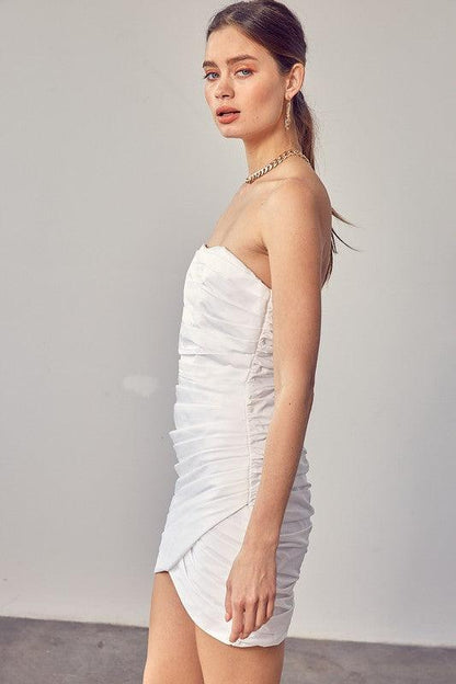 strapless pleated dress - RK Collections Boutique