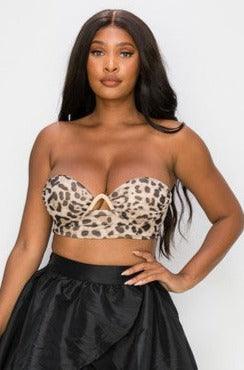 leopard print tube bra top - alomfejto