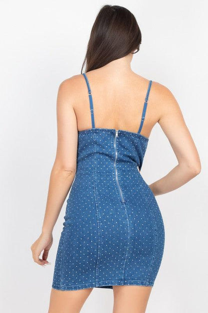 back zip polka dot denim dress - RK Collections Boutique