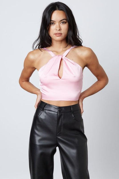 Satin top with keyhole and back tie details - RK Collections Boutique