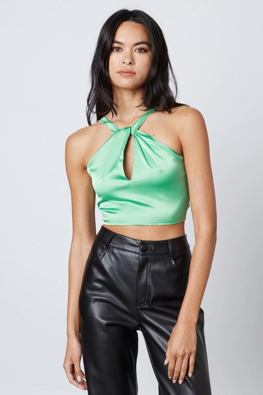 Satin top with keyhole and back tie details - alomfejto