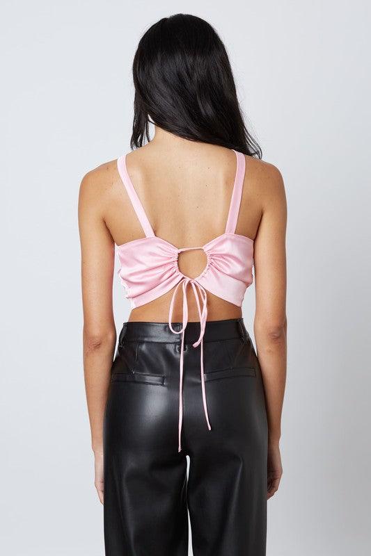 Satin top with keyhole and back tie details - RK Collections Boutique