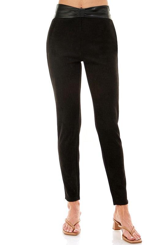 Leather Waistband Suede pant