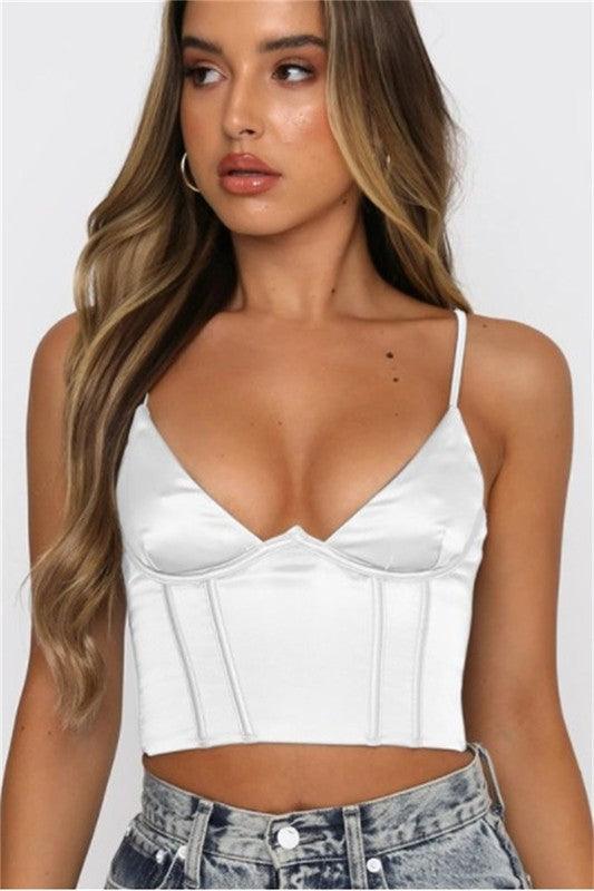 satin deep v underwire cami top - RK Collections Boutique