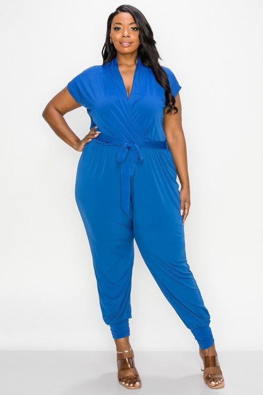 Blue outlets Shortsleeved Jogger Jumpsuit