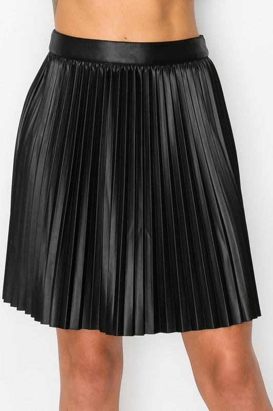 Faux Leather Pleated Skirt - RK Collections Boutique