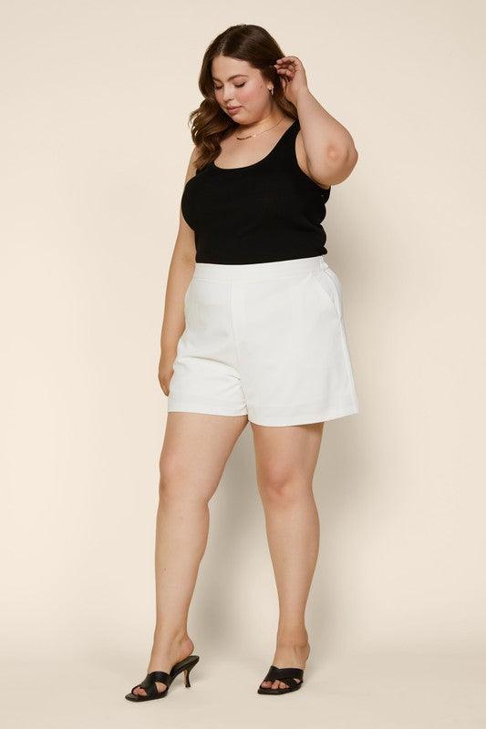 PLUS Shorts With Elastic Back & Pockets - RK Collections Boutique