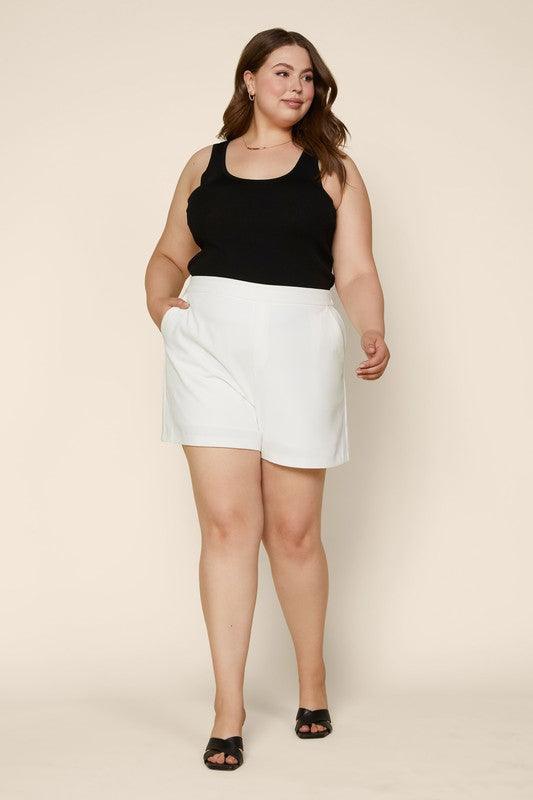 PLUS Shorts With Elastic Back & Pockets - RK Collections Boutique