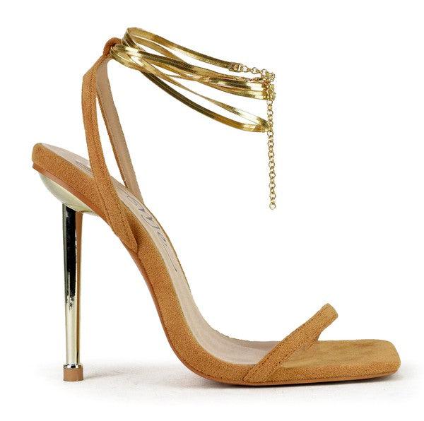 Suede stiletto heel with chain ankle strap - RK Collections Boutique