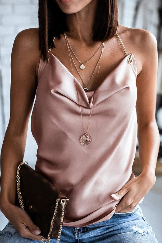 Deep V-neck with chain halter top - RK Collections Boutique