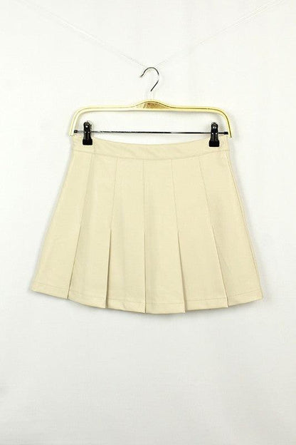 Faux Leather Side Zipper Pleated Skirt - RK Collections Boutique