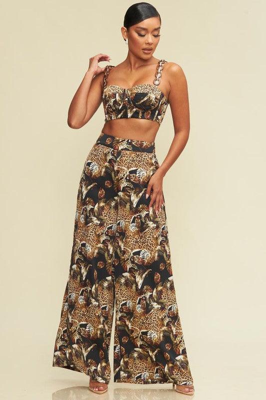 In the wild trim bustier and pant set - RK Collections Boutique