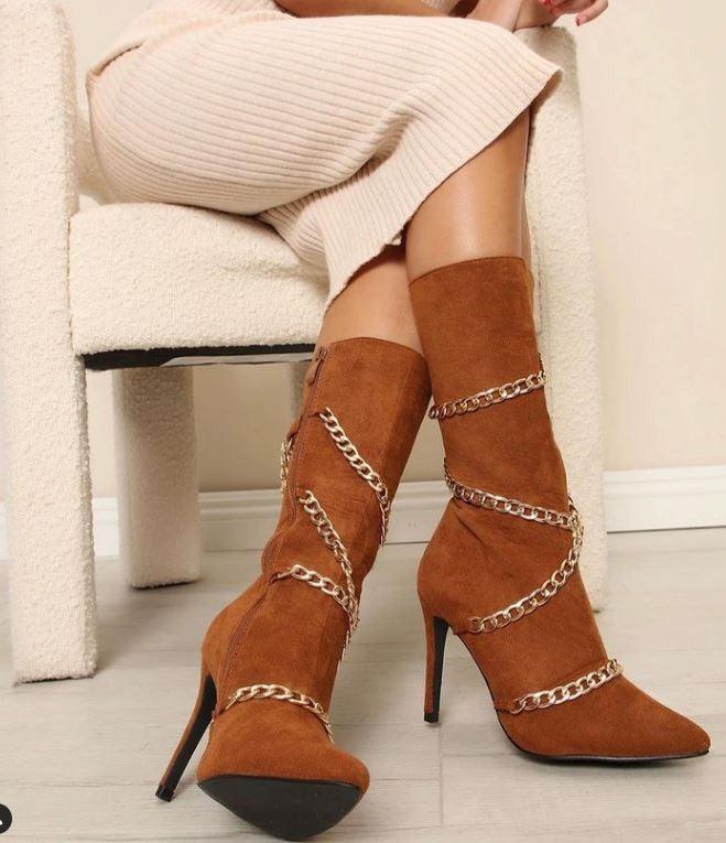 chain wrapped pointy toe stiletto - RK Collections Boutique