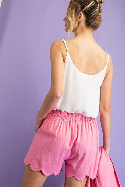 linen high waist scallop shorts - RK Collections Boutique