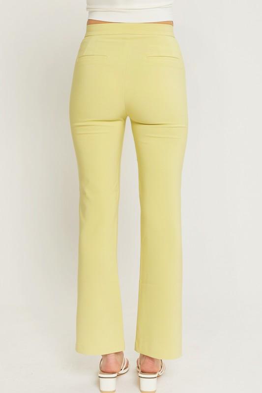 Woven solid long flared pants - alomfejto