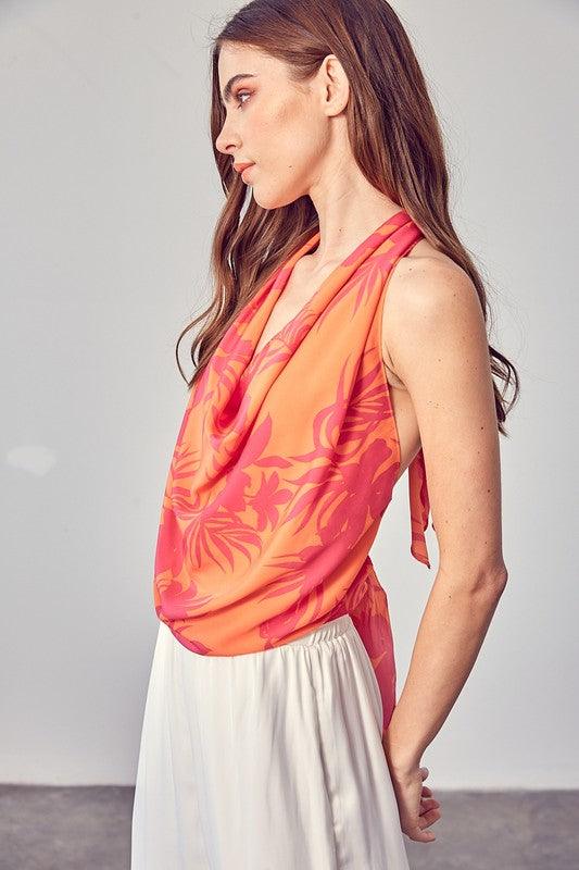 cowl neck halter scarf top - RK Collections Boutique