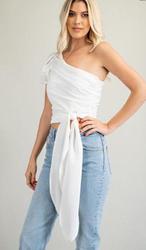 One Shoulder Tied Front Top - RK Collections Boutique