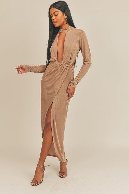 matte jersey plunging wrap dress - RK Collections Boutique