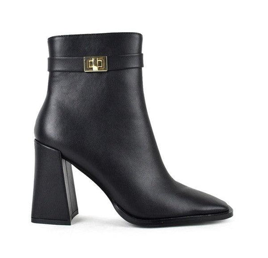Chunky heel pointy toe ankle bootie