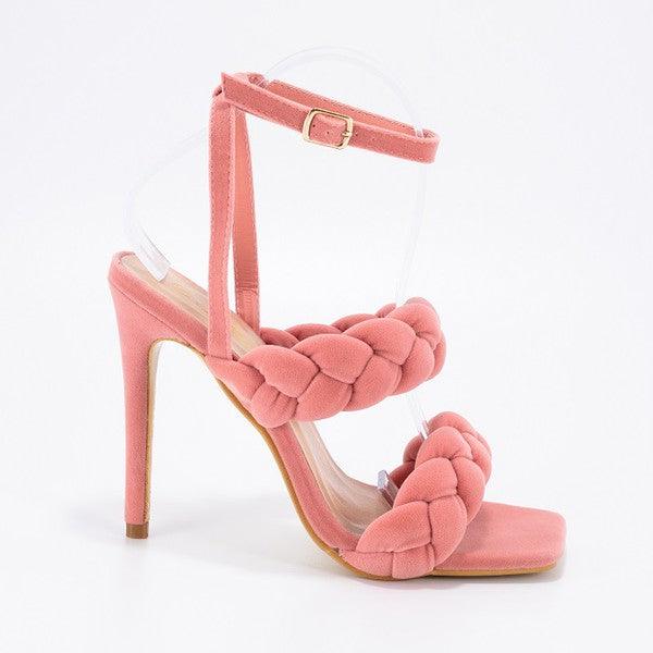 Faux suede braided stiletto heel sandal - RK Collections Boutique