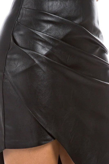 Faux leather asymmetric skirt - RK Collections Boutique