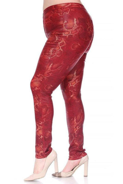 PLUS snakeskin high waist stretch faux leather skinny jeans - RK Collections Boutique