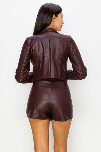 Faux leather crop jacket - alomfejto