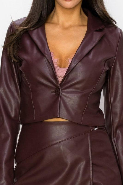Faux leather crop jacket - alomfejto