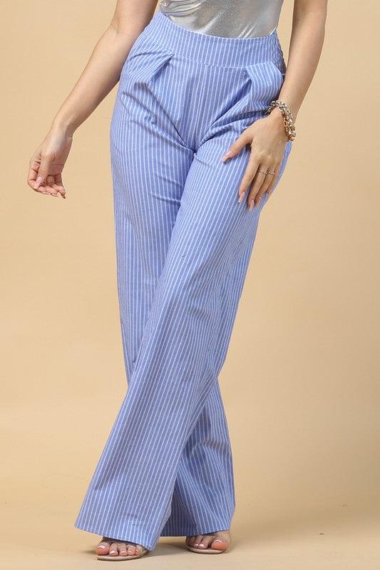 high waist striped straight pants - RK Collections Boutique