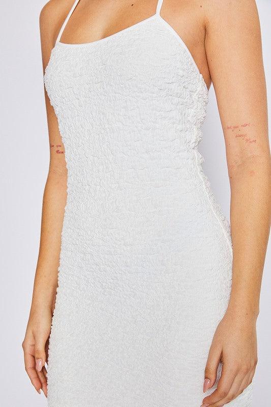 Textured knit halter neck mini dress - RK Collections Boutique