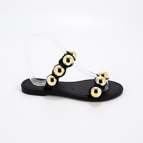 metal decor slide sandals - alomfejto