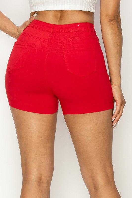 High waist stretch colored shorts