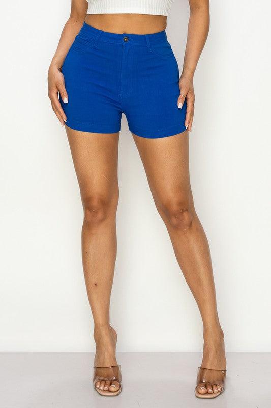 High waist stretch colored shorts