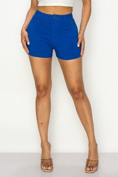 High waist stretch colored shorts - alomfejto