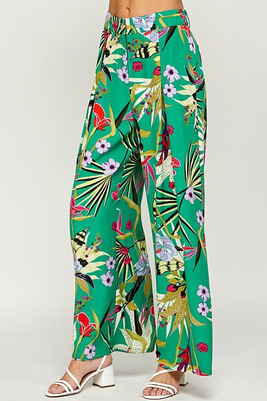 tropical print wide leg pant - RK Collections Boutique