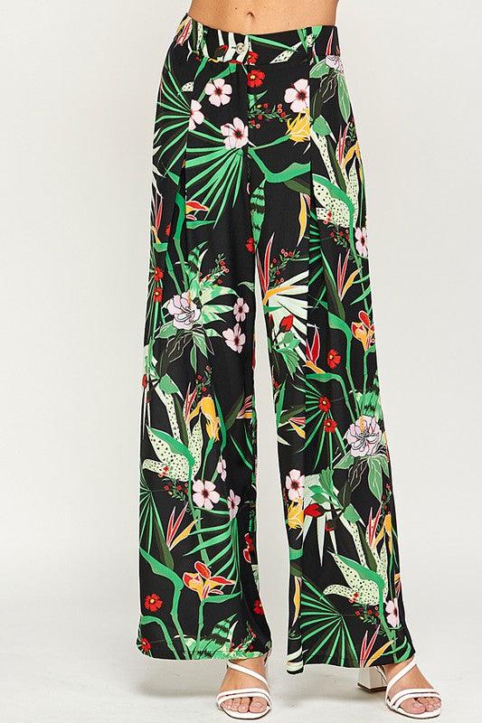 tropical print wide leg pant - RK Collections Boutique