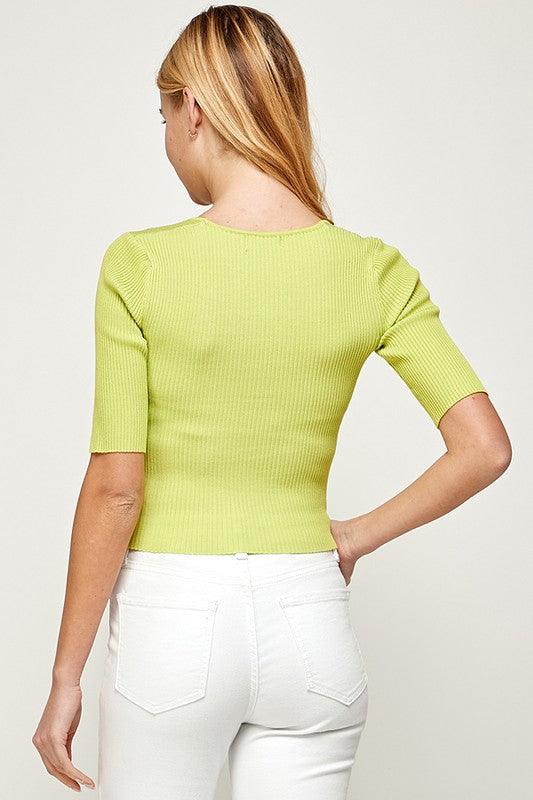 Short Sleeve Square Neck Knit Top - RK Collections Boutique