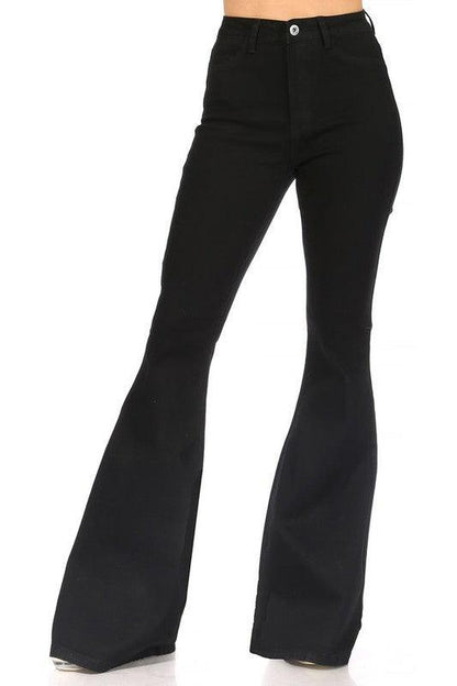 high waist stretch bell bottom jeans - RK Collections Boutique