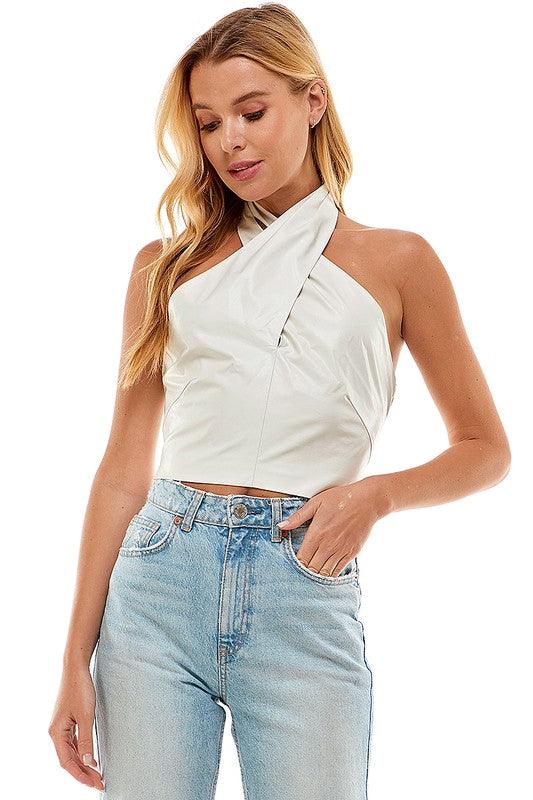 pu cross over halter top - RK Collections Boutique