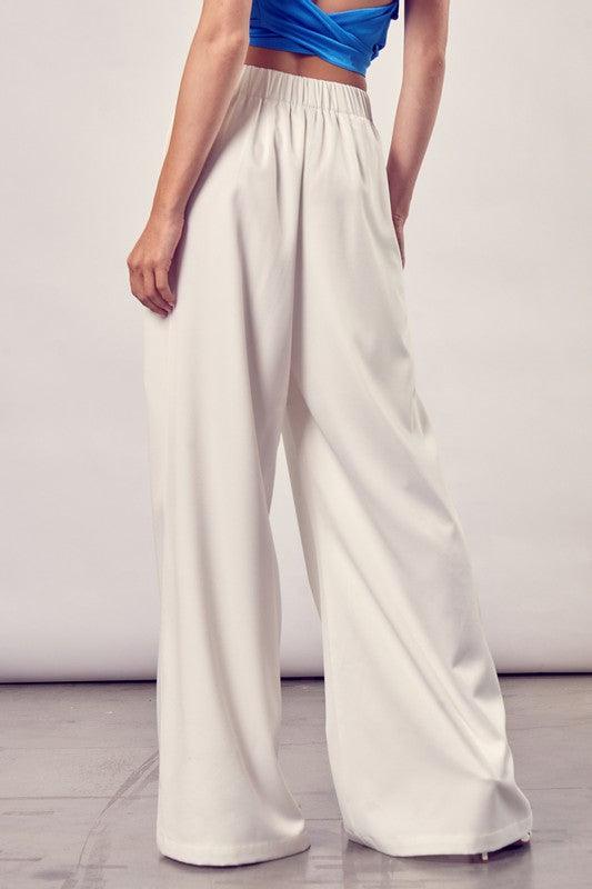 pleated high waist wide leg pants - RK Collections Boutique
