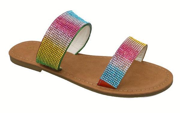double arch rhinestone slide sandal - RK Collections Boutique