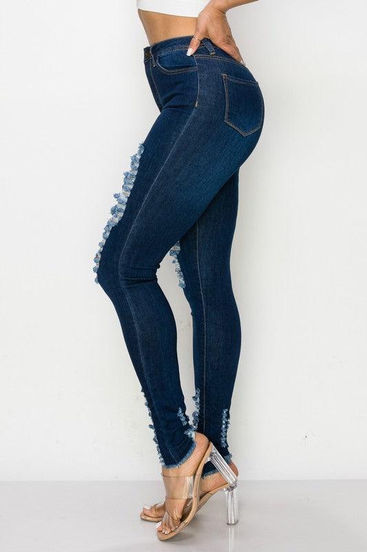 LO-197 High rise stretch distressed skinny jeans - tarpiniangroup